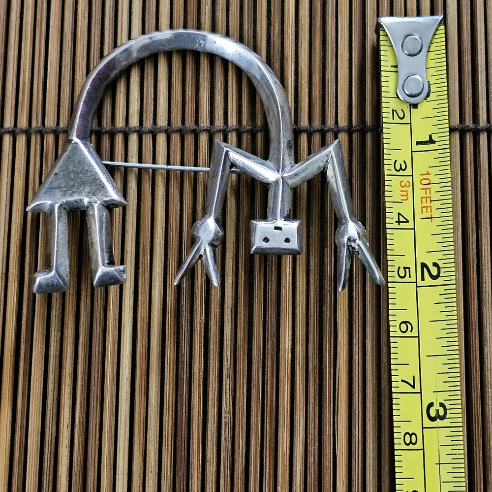 Sterling Silver Navajo Yei Brooch (Vintage) - Picture 11 of 12